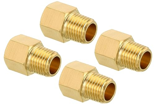 QUARKZMAN 1/4 NPT Stecker x 1/4 NPT Weiblich Messing Rohrverschraubung Sechskant Reduzierstück für Wasser Gas Übertragung 4Stk