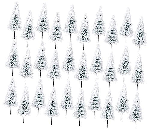 Cabilock 30 STK Sandbox-modellbaum Kleine Sisalbaummodelle Christbaumschmuck Mini Entzückende Weihnachtsverzierung Modellbäume Dekorationen Strapazierfähiger Draht Und Schwamm Glas B6 Weiß