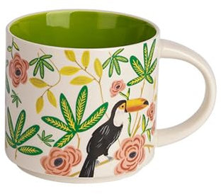 Xfeyaqlo Tazza Fiore 450ml Tazze Caffe Mug Tazzine Caffe Tazza Colazione Tazza Ceramica per L'Uso Quotidiano a Casa (Verde Chiaro)