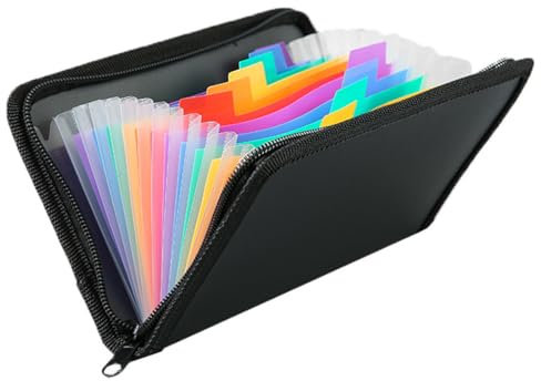 AOEVUIR 1 Pcs A6 Fächermappe mit Reißverschluss 13 Fächer Dokumentenmappe für Schecks Rechnungen Quittungen Tickets