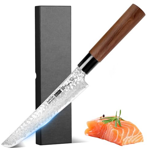 Plys Couteau de Chef Japonais Gyuto Forgé Acier Inoxydable 9Cr, Couteau de Cuisine Professionnel Damas