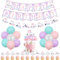 Fangleland Pink Purple Ice Skating Birthday Decorations, Roller Skates Snowflake Happy Birthday Banner Sign Cake Cupcake Toppers Latex Balloons, Sports Winter Theme Bday Party Decorations Supplies