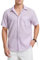 HISDERN Camicia Lino Uomo Manica Corta Casual Estate Solido Camicia per Spiaggia Vacanza Lavoro con Bottoni Tasca Lilla M