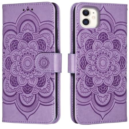 shingtomua Wallet Case for iPhone 11, Card Holder, Purple | Wallet Case with Card Holder and Stand, Magnetic Closure, Flip Folio, Soft PU Leather, Shockproof