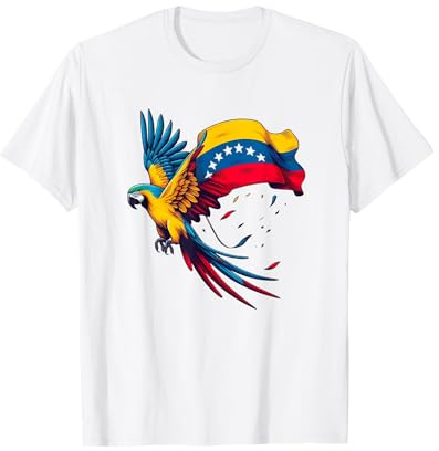 Bandera Venezuela 7 estrellas con Guacamaya Camiseta