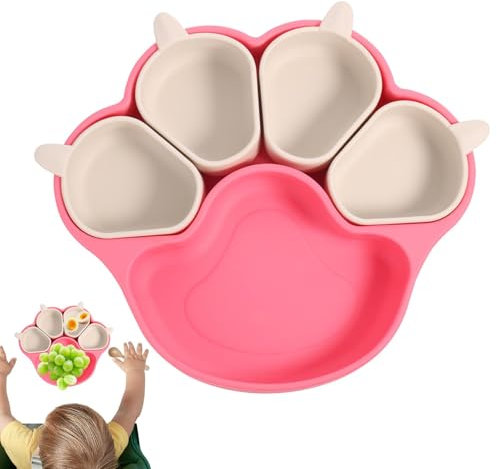 Platos de silicona para niños, plato con ventosa - Platos de silicona para niños pequeños con forma de garra de gato | Platos de cena de silicona para niños, potentes platos de succión para