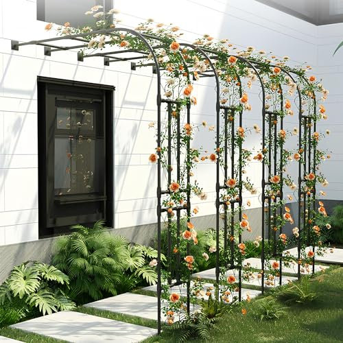 wanghaiyanBD Rosenbogen aus Metall – halbseitiger Gartenbogen für Kletterpflanzen, einfache Montage, runde Pergola, ideal für Innen- und Außenbereich, Rasendekoration