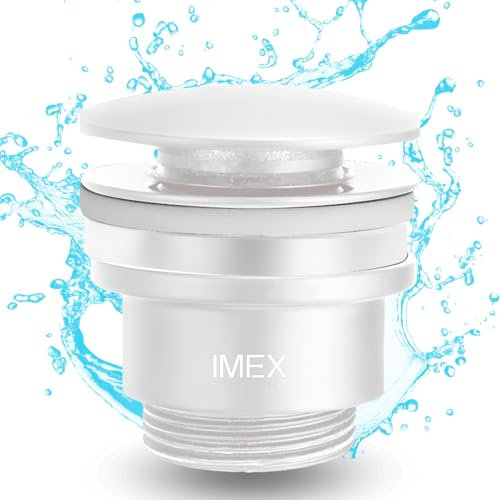 IMEX - Vanne universelle pour lavabo à clic-clac, valve de lavabo clic-clac, bonde de lavabo Blanc mat