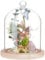 BENECREAT Cloche Dôme en Verre de 140x195mm avec Poignée Supérieure Ronde Cache Verre à Fleurs Éternelles avec Base en Bois pour Spécimens de Plantes Décoration DIY