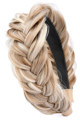 Haarreifen Geflochten,Hairband Braided Hairpiece,Geflochtenes Haarband,Damen Haarreif,Headband High Elasticity Braids Braided Hair Band Hairpiece for Girls Women (Gelb, Normal)