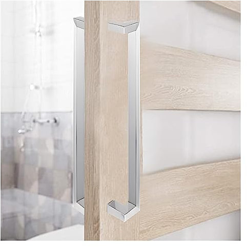 Poignée de porte de grange moderne et robuste pour porte de douche coulissante 60 cm de long en acier argenté