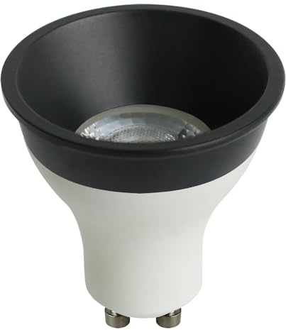 NCC-Licht LED Leuchtmittel Deep-Deco Reflektor Weiß 4,9W GU10 550lm warmweiß 3000K 36° + Ring Schwarz Ø5cm