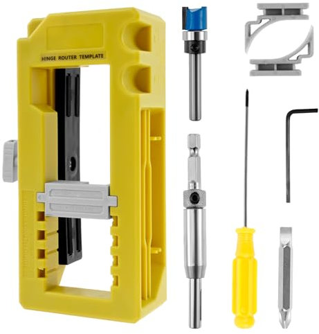 Door Hinge Jig Adjustable Door Hinge Mortiser Door Hinge Router Template Door Hinge Installation Kit Fits for Door Hinge from 3” to 5” Length and Hinge Types of Sqaure, Radius 1/4” or Radius 5/8”