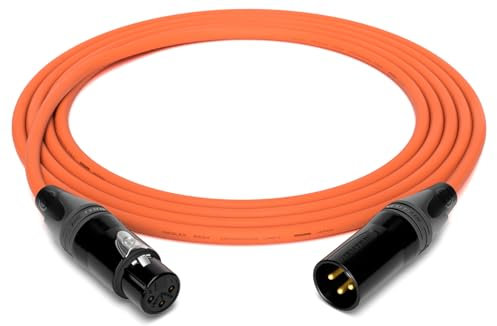 enoaudio Mogami 2534 Quad Professionel Studio Câble microphone symétrique | Neutrik Gold XLR femelle – XLR mâle | Hi-Fi, orange, 5,0 m