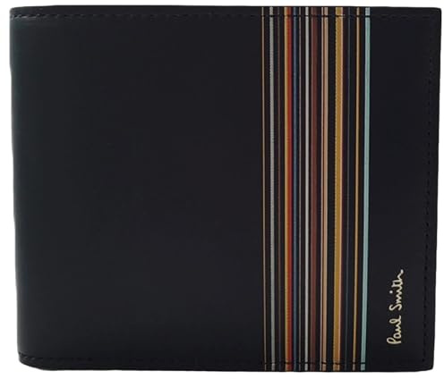 Paul Smith Signature Stripe Block Portefeuille pour homme en cuir noir, Noir , M, Classique