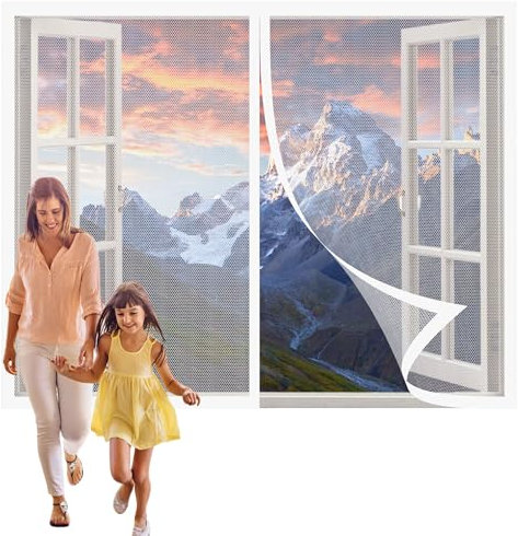 Zanzariera Magnetica Vetroresina 80 x 300 cm Tenda Magnetica Zanzariera Resistente Traspirante per Porta Finestra Balcone, Bianco