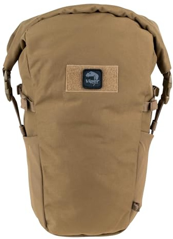 Viper TACTICAL Roll Top Backpack – Durable Cordura Tactical Fold Top Rucksack with Padded Straps, Quick-Access, External Pockets & Hook-and-Loop Patch Panel – Ideal for Hiking, Hunting – Coyote