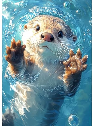 TOSTOG Diamond Painting Kits for Adults Otter 5D DIY Diamond Art Kit Full Drill Diamond Crystal Rhinestone Arts and Crafts Picture for Home Wall Decor 30x40cm