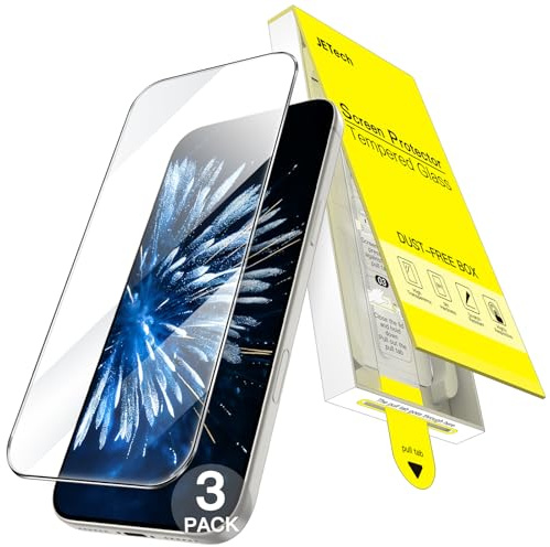 JETech Schutzfolie für iPhone 15 Pro, 3 Stück | Ein-Schritt Automatische Ausrichtung, 9H Gehärtetes Glas Displayschutzfolie, HD Klar, Blasenfreie Installation
