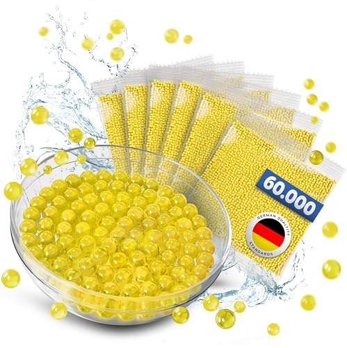 Bojani 60.000 Wasserperlen in blau, grün, gelb, rot, orange, türkis oder bunt gemixt, Geburtstagsdeko, Hochzeitsdeko, Party Deko, Tischdeko, Weihnachtsdeko (Sonnengelb)