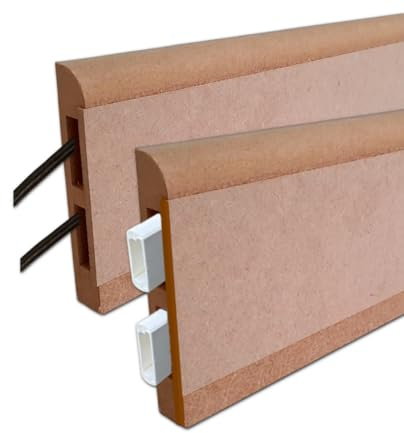 MadeInNature Plinthe électrique Bois à Peindre, Plinthe Bois MDF Naturel Robuste, Plinthe Passe câbles Facile à Poser, Hauteur 10.8 cm, Fabrication Française Longueur au Choix (Naturel, 8 mètres)