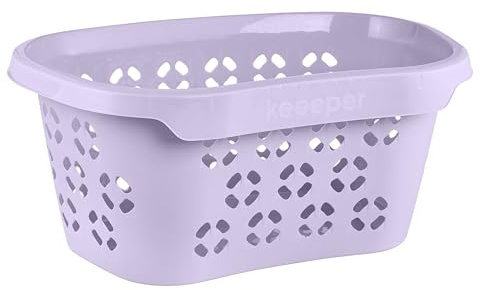 keeeper anton Wäschekorb, Hüftstütze, 30,5 l, Soft Purple | Breite Hüftstütze und ergonomische Form, 3 stabile Griffe, Luftdurchlässiges Dekor, Platzsparend ineinander nestbar