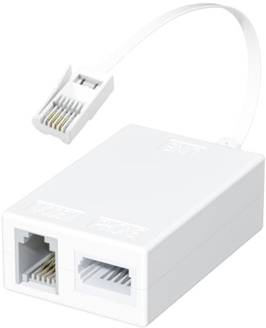 RENGOGA ADSL Filter - Microfilter BT Plug To RJ11 Connector, Phone/Broadband Splitter Cable Compatible With BT Sky Talktalk EE Vodafone Plusnet For Modem Router Telephone Fax Landline