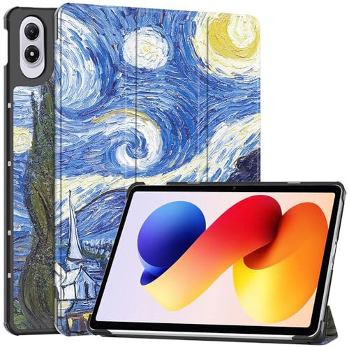 Techsuit für Xiaomi Redmi Pad 2 Pro Hülle mit 360 Schutz, Mikrofaser Innenfutter, Verstellbare Betrachtungswinkel, Schlankes Design, Anti Fingerabdruck, FoldPro Series, PU Leder, Starry Night