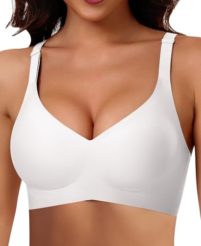 Ganado Damen BH Ohne Bügel Nahtloser BH Bequeme Weiche Glatte BHS Bügellose BHS Tiefem V-Ausschnitt Bralette Soft Bra Bustier