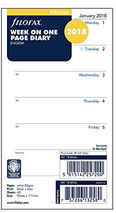 Filofax Personal Woche pro Seite Englisch 2018 (18–68426)