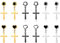 JewelryWe Kreuz Ohrringe Herren Damen: 6 Paar Edelstahl Herz Stern Pentagramm Fake Plug Tunnel Ohrstecker Ohrpiercing Ohrhänger mit Kreuz Anhänger Schraube Helix Tragus Piercings Silber Gold Schwarz