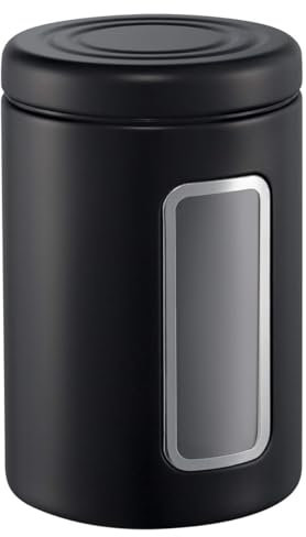 Wesco Vorratsdose Classic Line in der Farbe mattschwarz, pulverbeschichtetes Stahlblech, 2 Liter Volumen, Sichtfenster aus Acryl