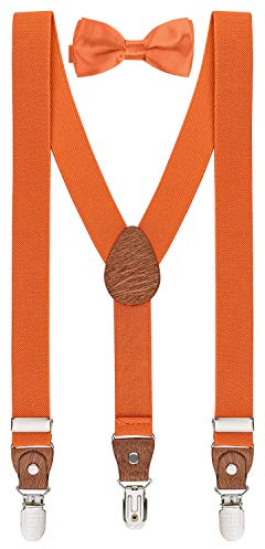 BomGuard 3 Clips Kinder Hosenträger Fliege Set Kleinkind Junge Mädchen,orange