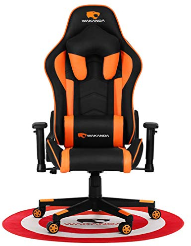 KS Tools Gaming Stuhl Schreibtischstuhl 2D Multifunktion Armlehnen Ergonomischer Design Ledersessel,Orange
