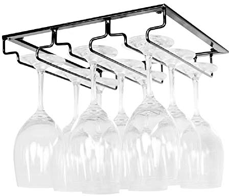 FIAMER Support de verre à vin en acier inoxydable pour bar, cuisine,support de verres à pied, étagère de rangement (1, 3 Rangs)