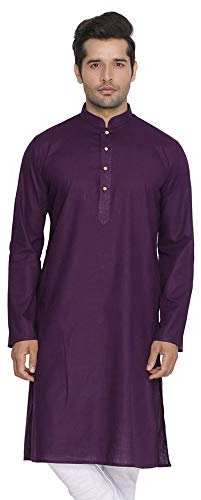 Elina fashion Set pigiama da uomo in cotone kurta indiano tradizionale, Viola, XX-Large