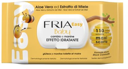 Fria Utility Bambino Wipes with Lid - White, Aloe Vera, 110 Pieces