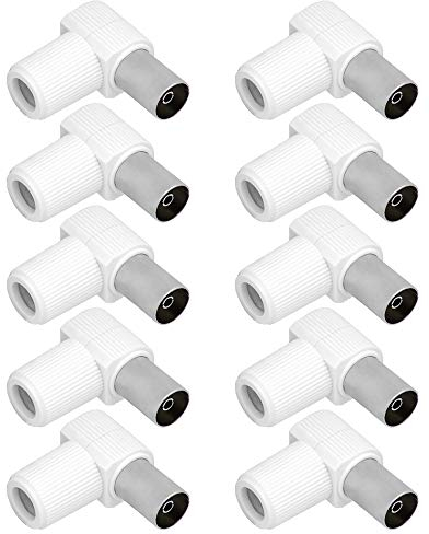 10x Koax Stecker Antennenstecker Winkelbuchse Koaxialstecker Adapter Verbinder SAT TV Koaxlialkabel