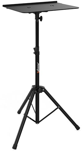 Audibax TOP-40 - Soporte para Portátil, Controlador Midi o Proyector - Stand para Cabina DJ o Estudio - Altura Regulable de 92 a 130 cm - Trípode Plegable para Cabina DJ - Fabricado en Acero