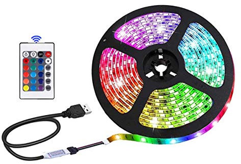 NA USB LED Strip Lights, 16 Colors of RGB 5050 Light, 24Key Infrared Remote Control , Safe and Touchale ,DIY Indoor Decoration, TV Backlight (3.28 feet / 1 m)