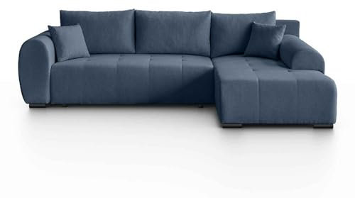 BEAUTY SOFA Diana Ecksofa mit Schlaffunktion, Rechts, Dunkelblau, Bettkasten, 255 cm breit, 175 cm tief, 80 cm hoch, Liegefläche 233x125 cm