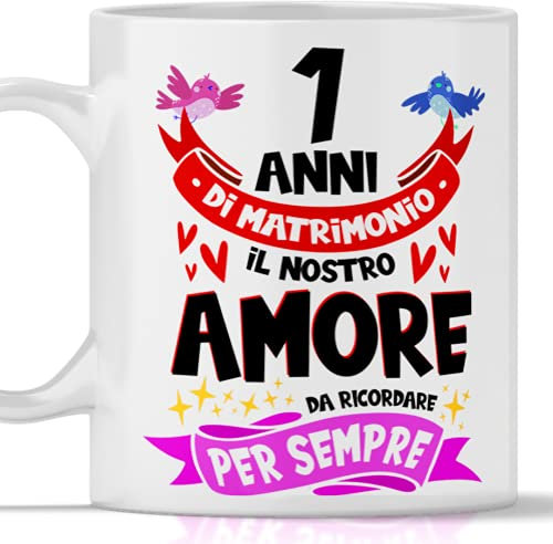TeeDesign 1 anno matrimonio, la tazza idea regalo per il 1 anniversario di matrimonio