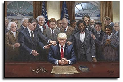 LIIJPGG Legacy of Hope, historische Figuren, betend für Donald Trump, Poster, dekoratives Gemälde, Leinwand, Wandkunst, Wohnzimmer, Poster, Schlafzimmer, Gemälde, 40 x 60 cm