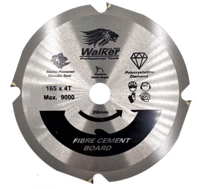 Spartacus 165mm x 4 Tooth x 20mm Bore Cement Fibre Board PCD Saw Blade