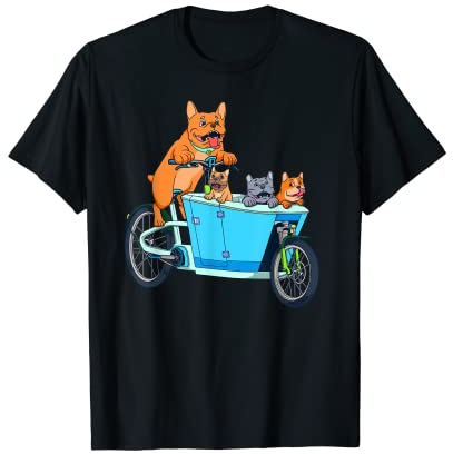 Süße Comic Hunde auf Cargo Fahrrad T-Shirt