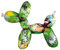 Laure TERRIER Statue Hund Ballon aus Kunstharz, grün und mehrfarbig, Höhe 18 cm, Länge 22 cm, zum Sammeln oder Dekorieren