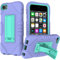 Cyberowl iPod Touch 7 Hülle für Kinder, Ständer für iPod Touch, kratzfest, Anti-Fingerabdruck, robuster Schutz, stoßfest, robuste Abdeckung, Apple iPod Touch 2019, Violett/Grün