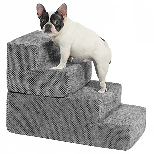KASSELY Multifunctional Dog Stairs, Detachable Pet Stairs 4-step Memory Foam Dog Steps with Removable Washable Cover for Smaller & Elder Pets, Sturdy Steps for Dogs under 50 Pounds