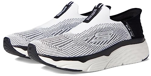 Skechers Men's Max Cushioning Slip-ins-Athletic Slip-on Running Walking Shoes with Memory Foam Sneaker, White Black, 8.5 UK