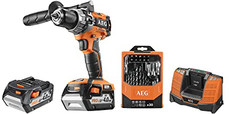 AEG - Kompakte Schlagbohrmaschine, 18 V, bürstenlos, 2 Akkus 4 Ah, Ladegerät, Aufbewahrungsbox – BSB18C2BL-402TB